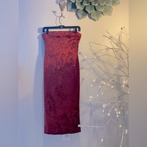 ♥️Cranberry VELVET MIDI STRETCH DRESS👠✨Size Large✨♥️